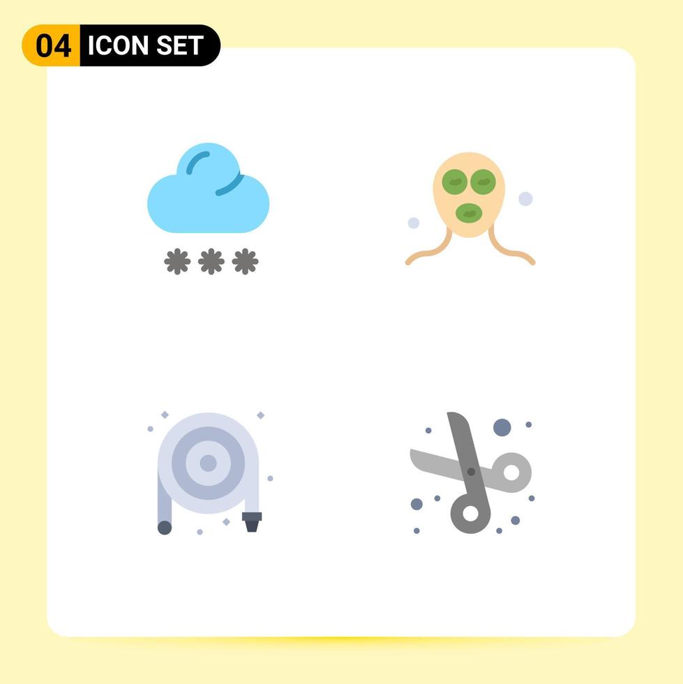 Mobile Interface Flat Icon Set of 4 Pictograms of cloud mechanical weather facial mask plumbing Editable Vector Design Elements
