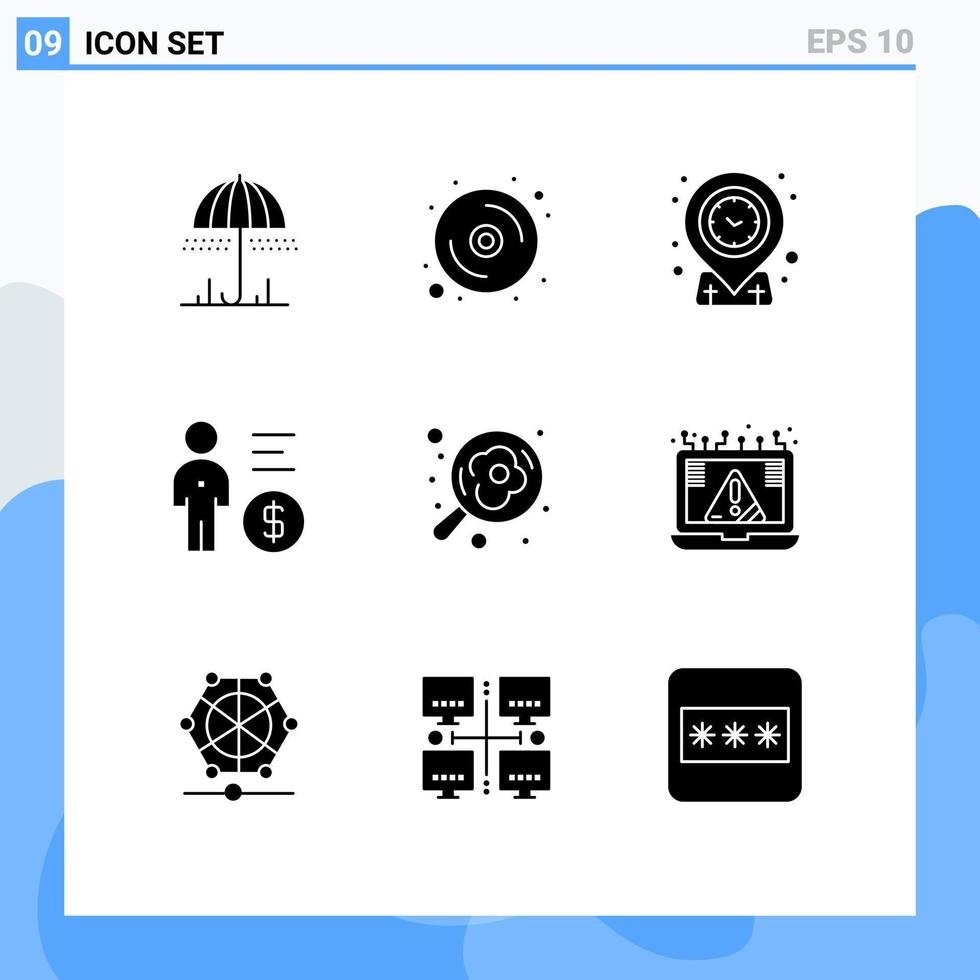 Modern Set of 9 Solid Glyphs and symbols such as camping money geo mind business Editable Vector Design Elements