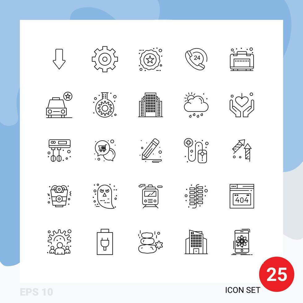 Universal Icon Symbols Group of 25 Modern Lines of travel case ecommerce support communication Editable Vector Design Elements