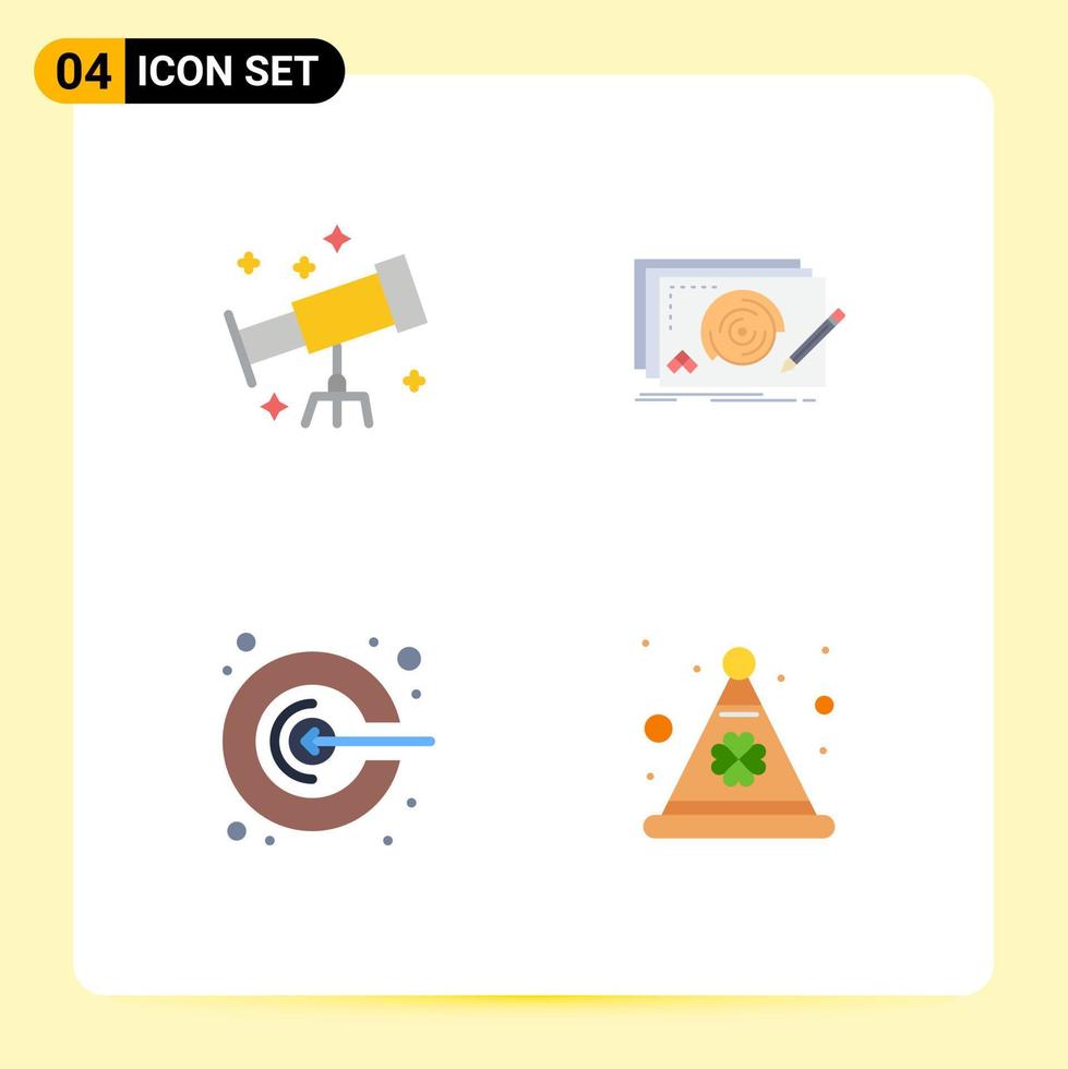 Pack of 4 Modern Flat Icons Signs and Symbols for Web Print Media such as astronaut marketing level complete promotion Editable Vector Design Elements