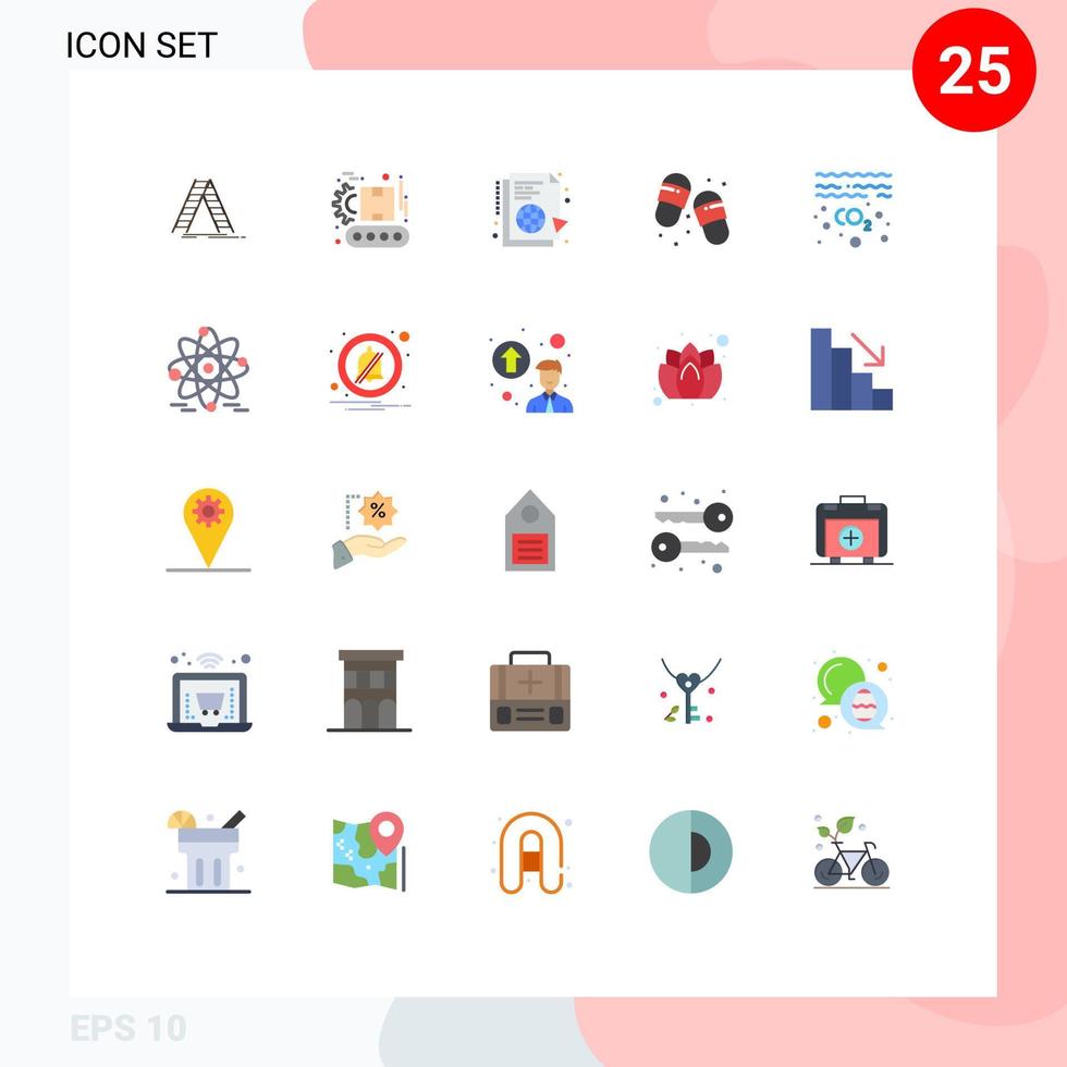 Group of 25 Modern Flat Colors Set for gas footwear learning flip flops sync Editable Vector Design Elements