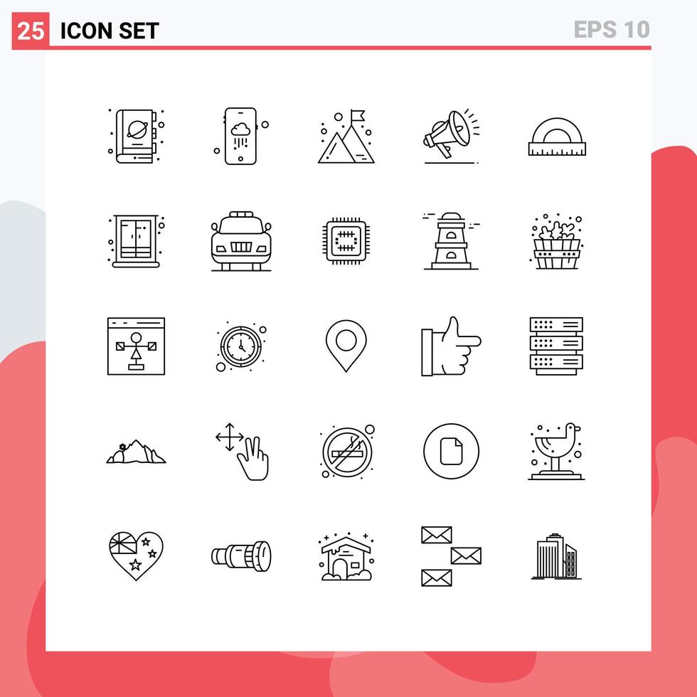 25 Universal Lines Set for Web and Mobile Applications measure angle business speaker gdpr Editable Vector Design Elements