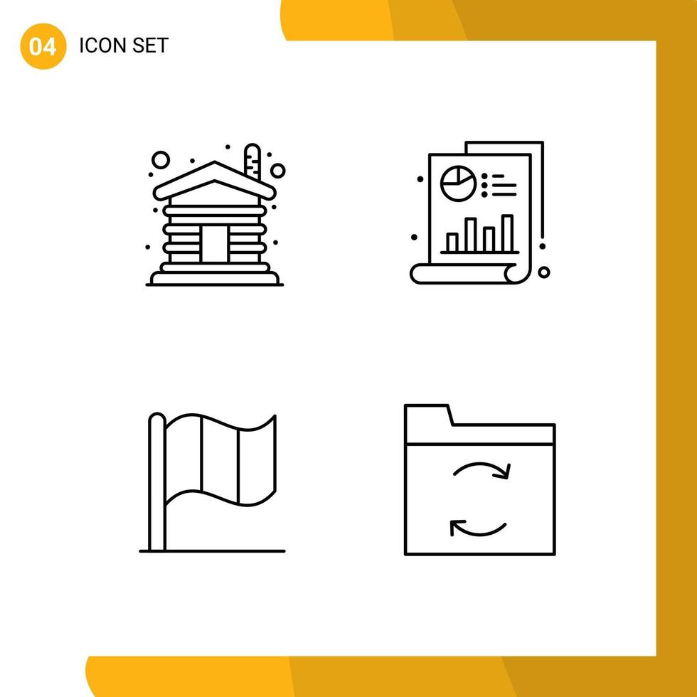 Pack of 4 Modern Filledline Flat Colors Signs and Symbols for Web Print Media such as house ireland home chart backup Editable Vector Design Elements