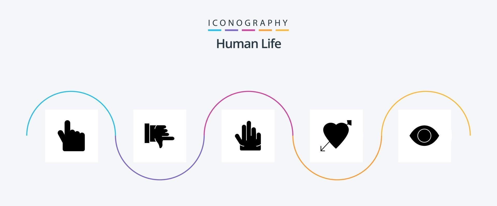 Human Glyph 5 Icon Pack Including . human. three. face. valentine vector