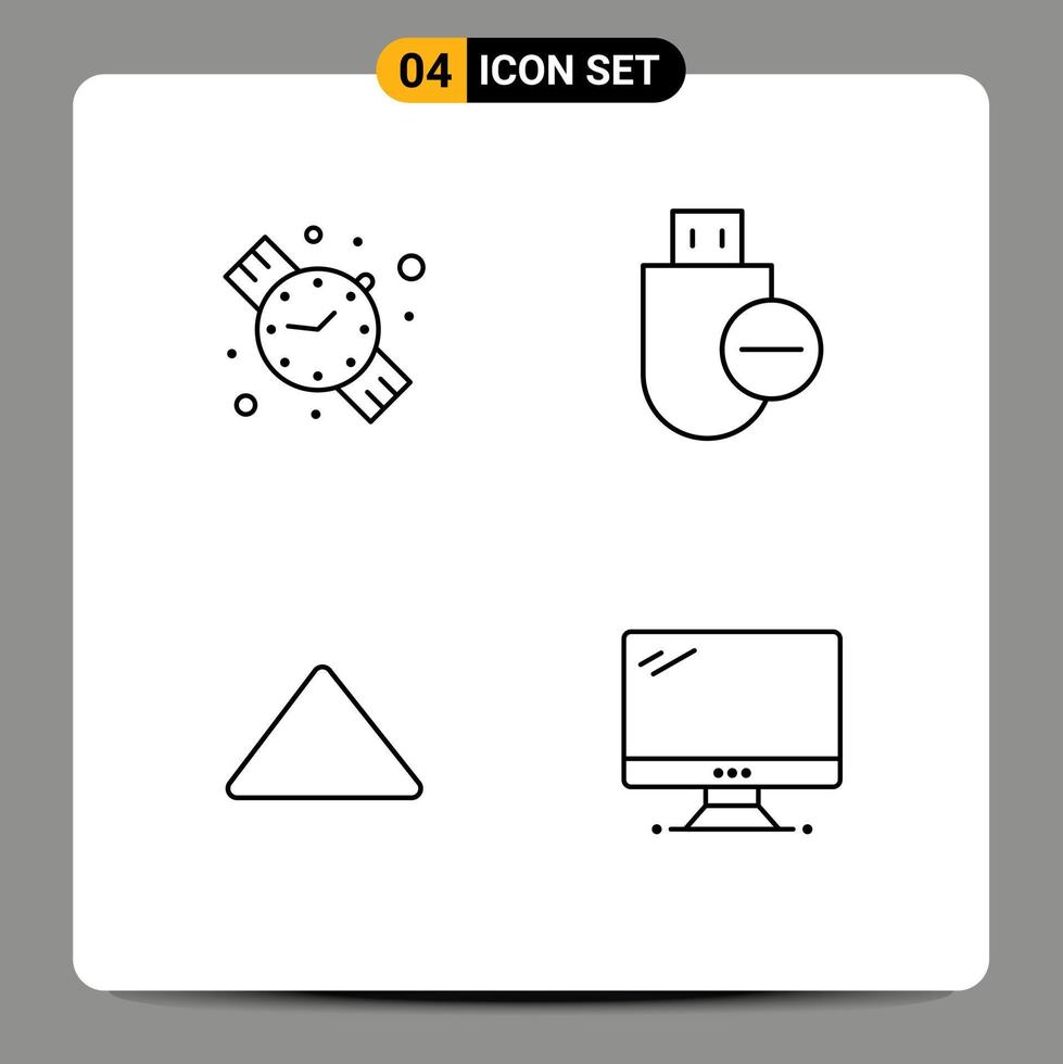 Group of 4 Filledline Flat Colors Signs and Symbols for back to school up computers remove video Editable Vector Design Elements