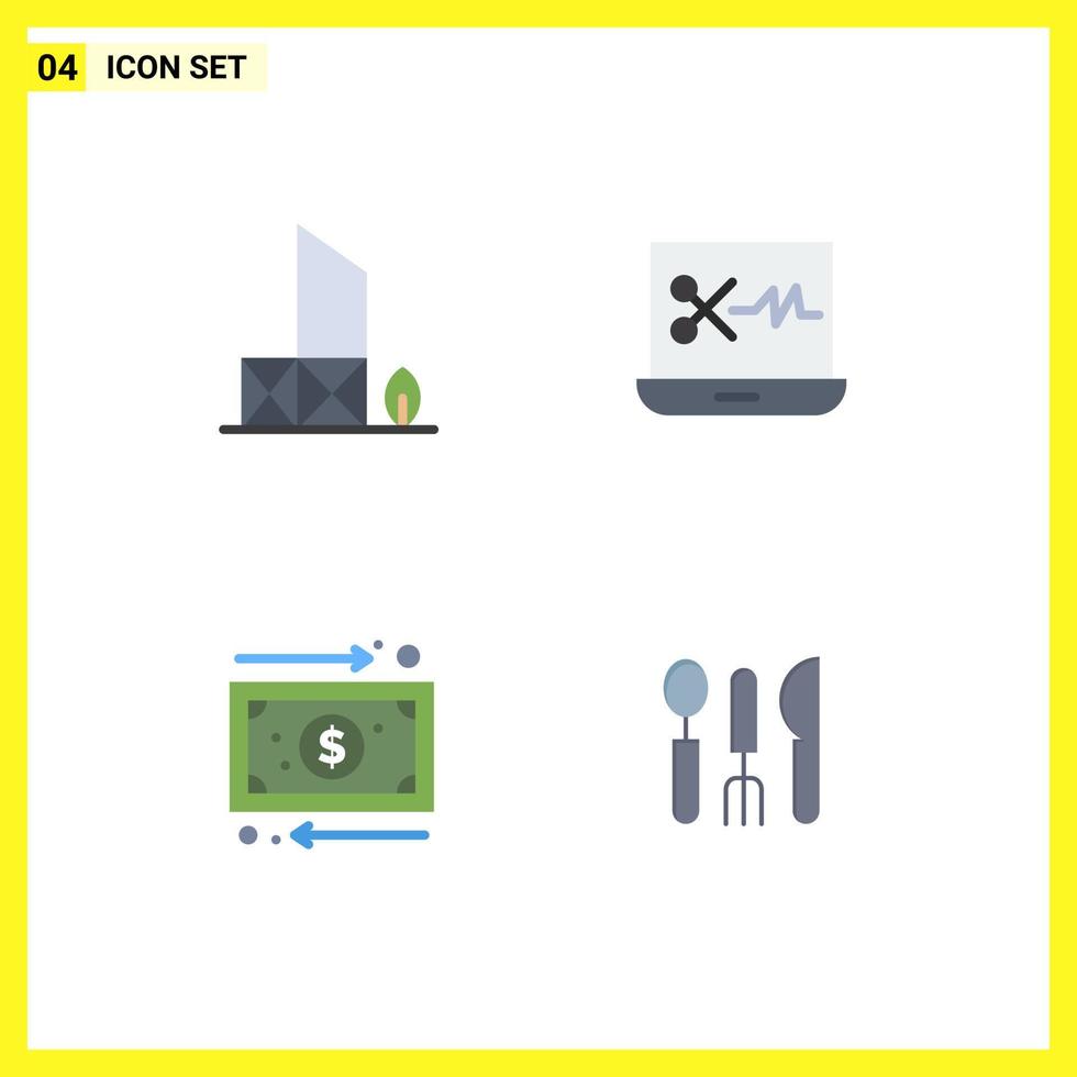 Group of 4 Modern Flat Icons Set for baywatch cash rescue audio editing software money Editable Vector Design Elements