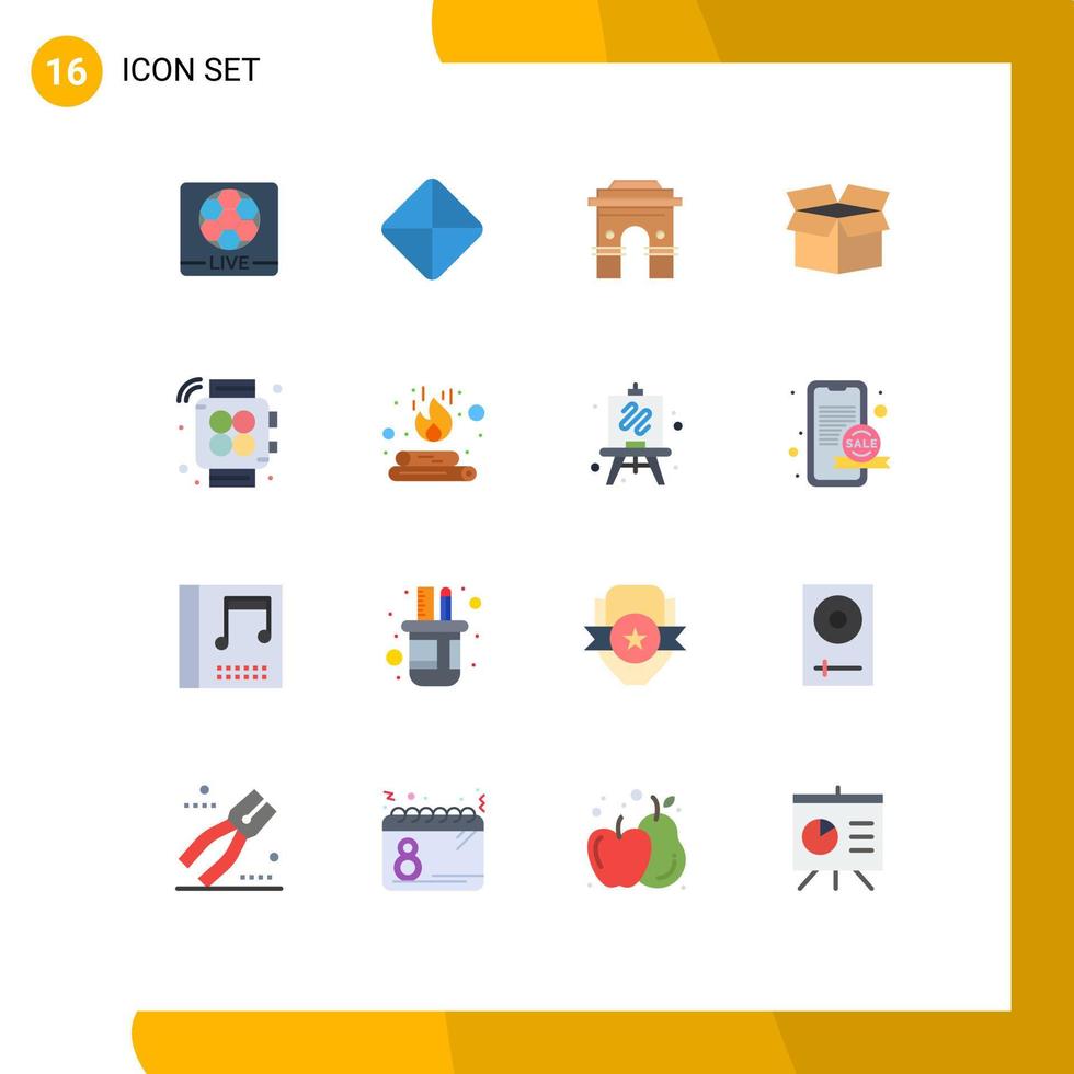 Mobile Interface Flat Color Set of 16 Pictograms of handwatch cargo global box srilanka Editable Pack of Creative Vector Design Elements
