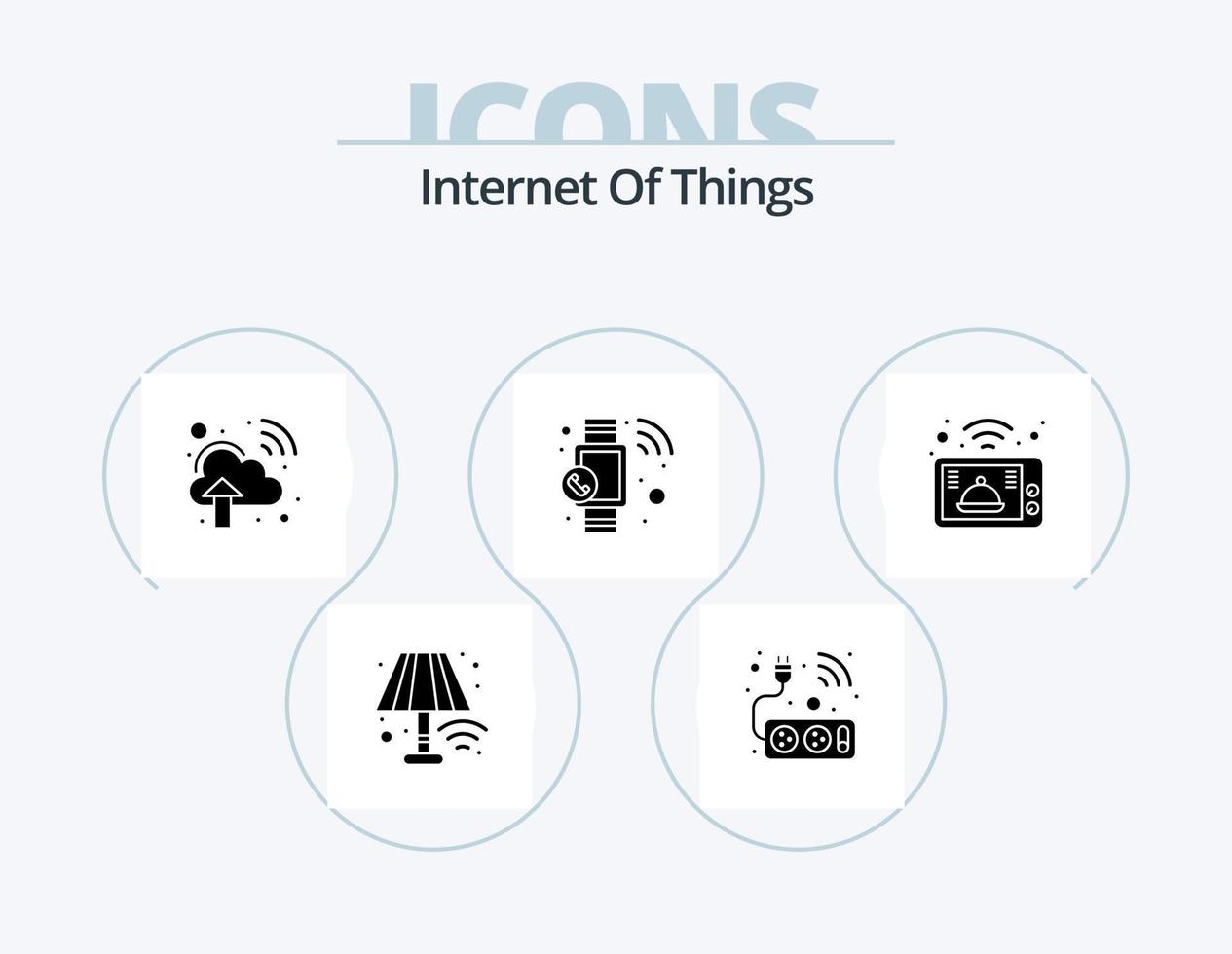 Internet Of Things Glyph Icon Pack 5 Icon Design. technology. microwave. cloud internet. watch. smart vector