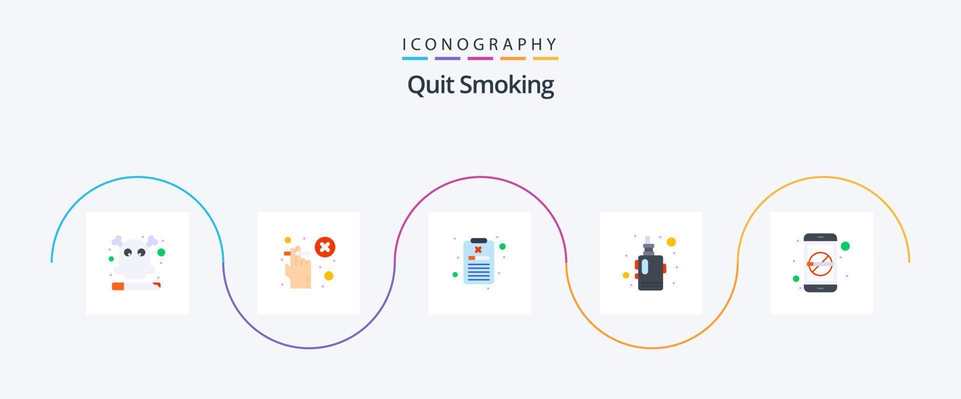 Quit Smoking Flat 5 Icon Pack Including no smoking. vaper. not allowed. vape. box vector