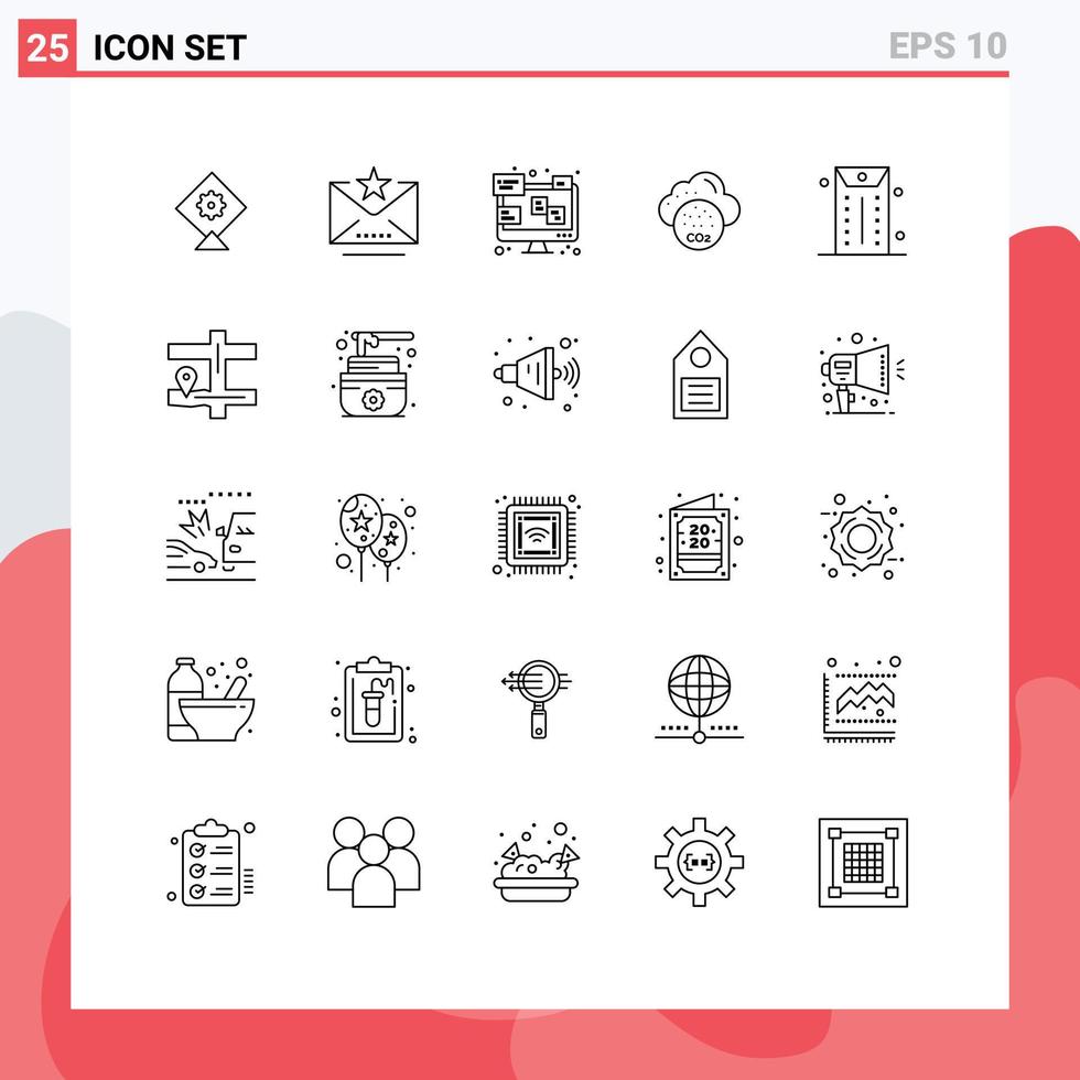 Universal Icon Symbols Group of 25 Modern Lines of map envelope laptop business co Editable Vector Design Elements