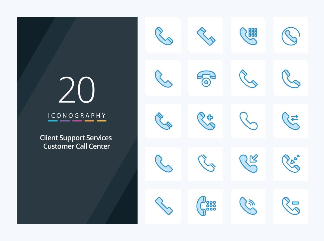 20 Call Blue Color icon for presentation vector