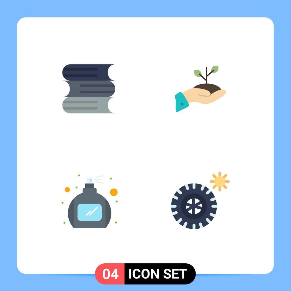 Pack of 4 creative Flat Icons of document payment growth finance perfume Editable Vector Design Elements