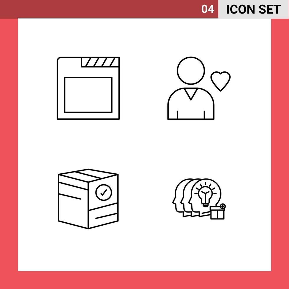 4 4 universal línea de relleno plano colores conjunto para web y móvil aplicaciones aplicación mi favorito caja idea editable vector diseño elementos