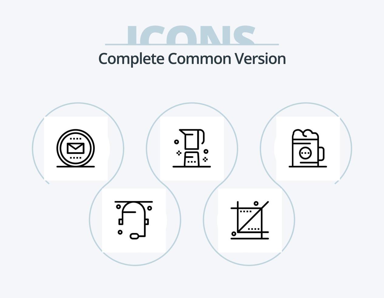 completar común versión línea icono paquete 5 5 icono diseño. interior. cajón. ui armario. apoyo vector