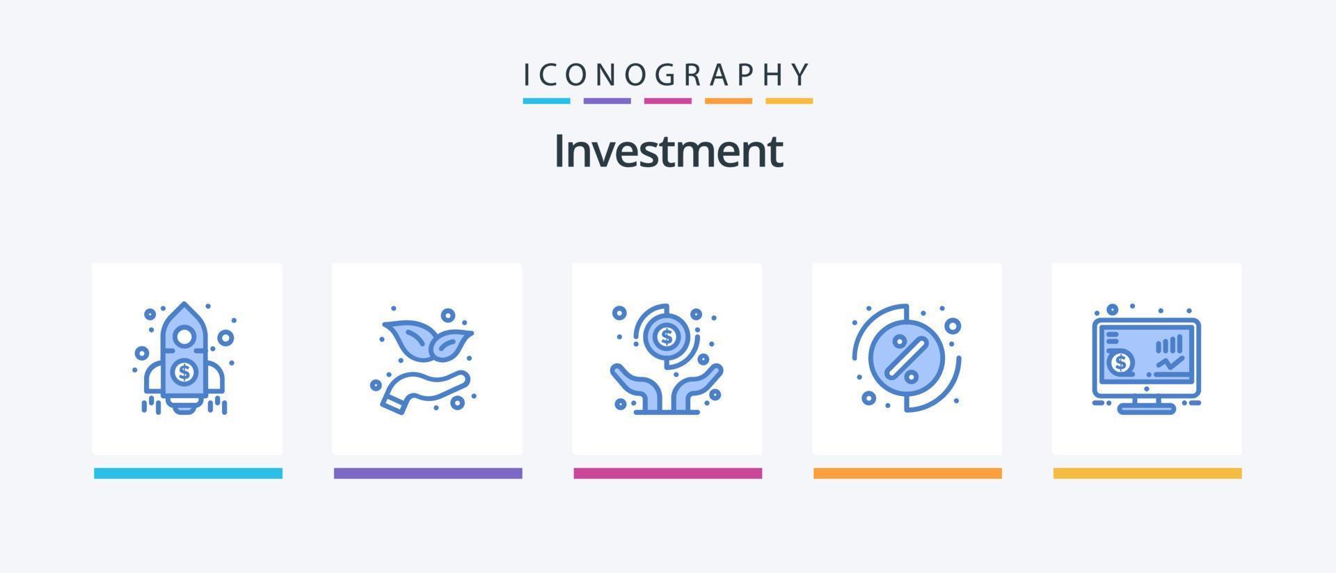 inversión azul 5 5 icono paquete incluso dinero. devolver. manos. inversión. menú. creativo íconos diseño vector