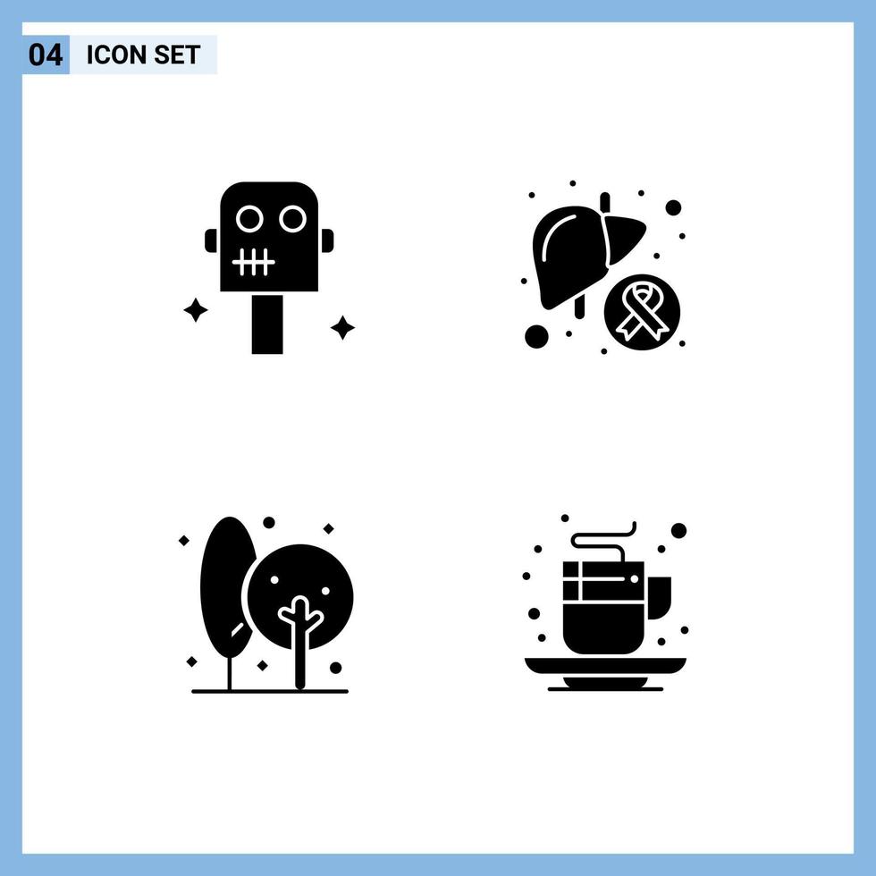 Modern Set of 4 Solid Glyphs and symbols such as space crops cancer liver farming Editable Vector Design Elements