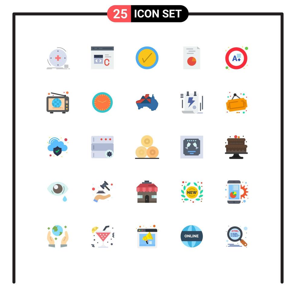 Pack of 25 creative Flat Colors of grade report develop hands user Editable Vector Design Elements