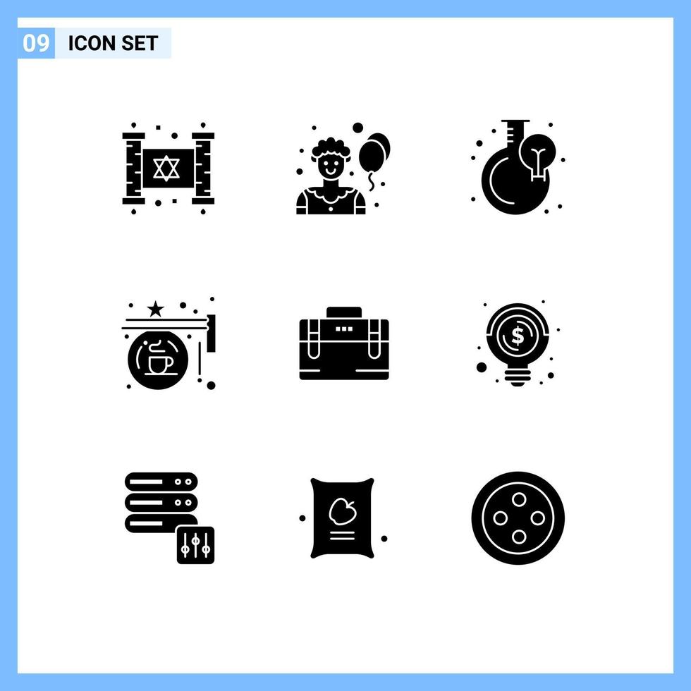 9 Creative Icons Modern Signs and Symbols of office bag sign flask shop coffee Editable Vector Design Elements