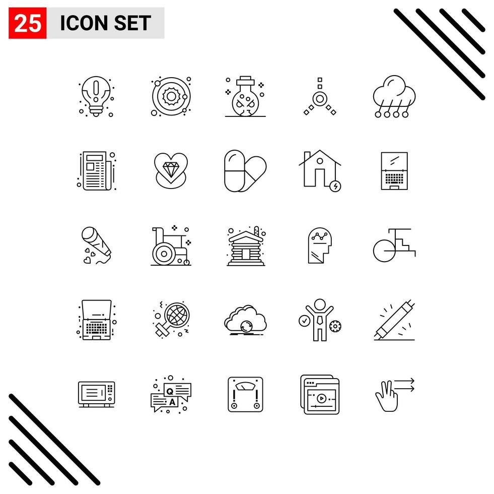 Set of 25 Modern UI Icons Symbols Signs for night cloud knife climate connection Editable Vector Design Elements