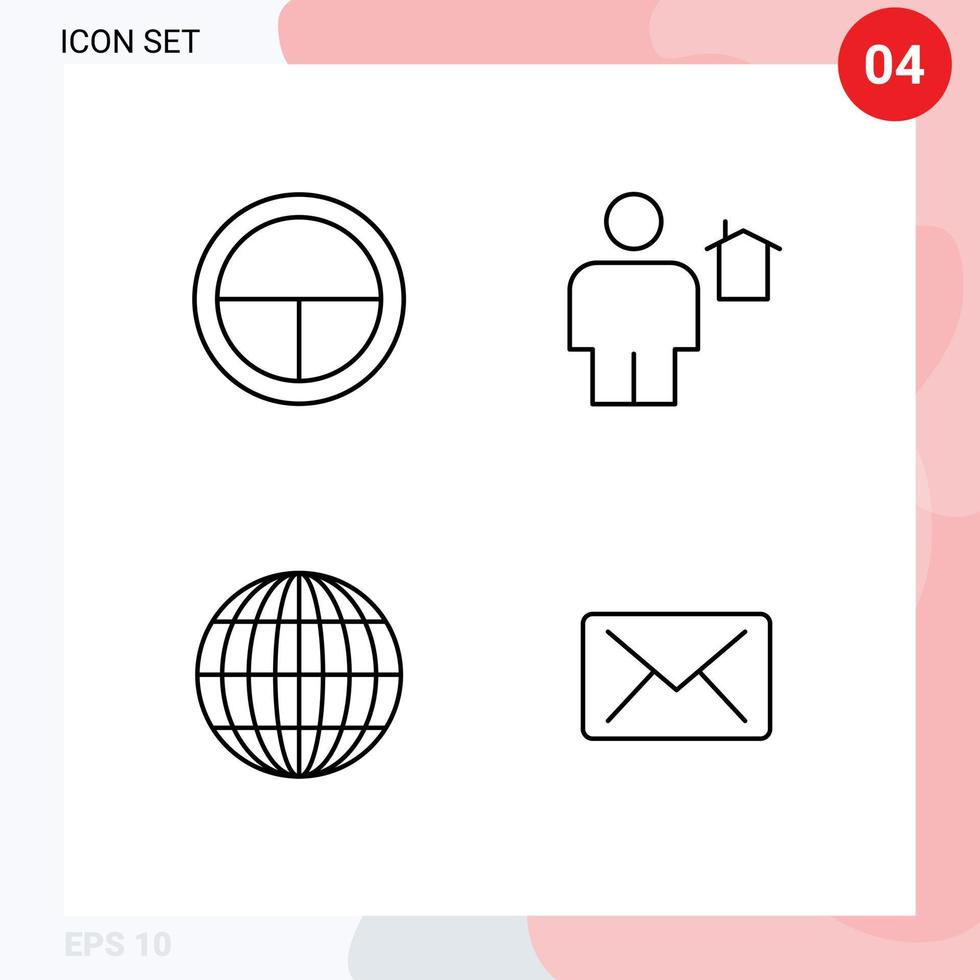 4 User Interface Line Pack of modern Signs and Symbols of army global soldier home internet Editable Vector Design Elements