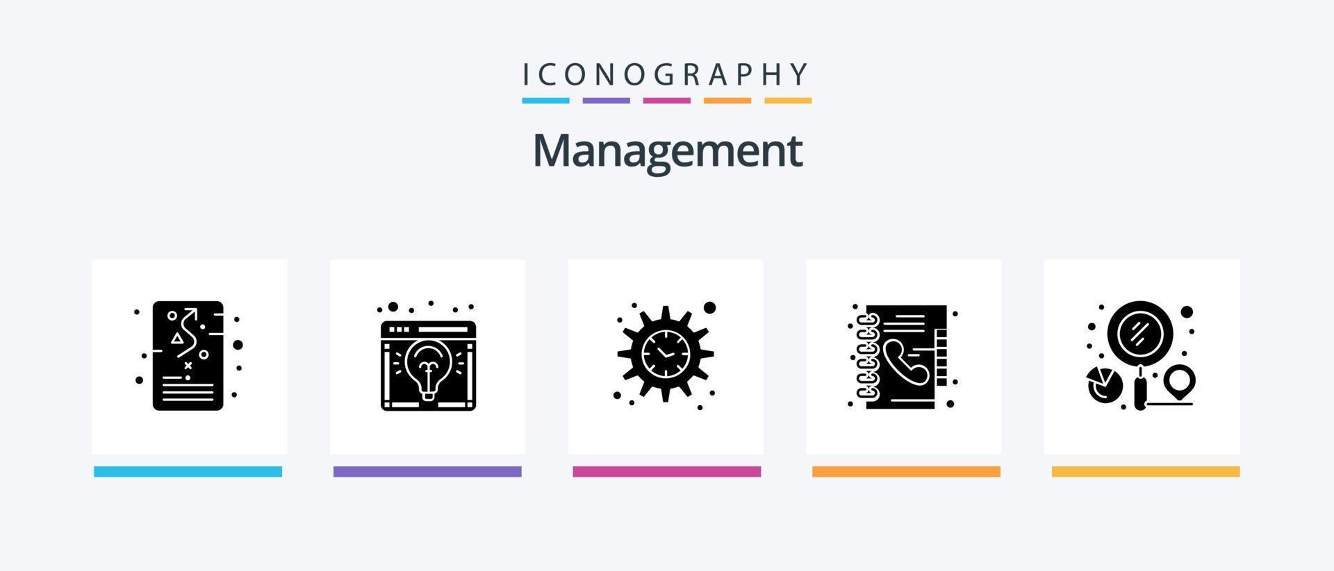 Management Glyph 5 Icon Pack Including finder. phone. launch. directory. time. Creative Icons Design vector