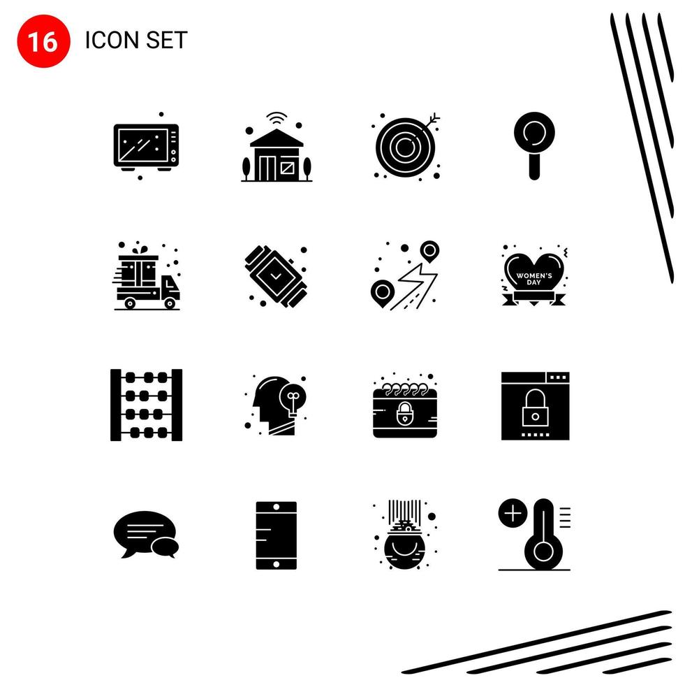 16 Creative Icons Modern Signs and Symbols of delivery truck present iot sweets target Editable Vector Design Elements