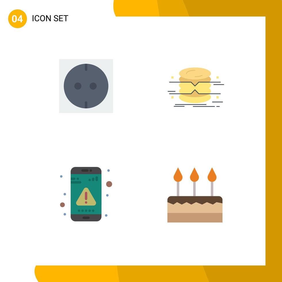 Editable Vector Line Pack of 4 Simple Flat Icons of electric interaction data monitoring message Editable Vector Design Elements
