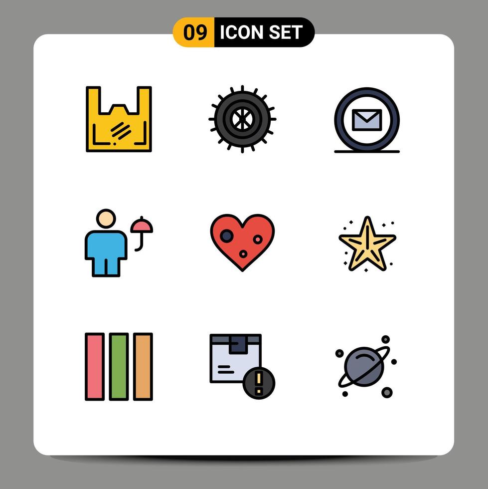 Universal Icon Symbols Group of 9 Modern Filledline Flat Colors of heart protect development human avatar Editable Vector Design Elements