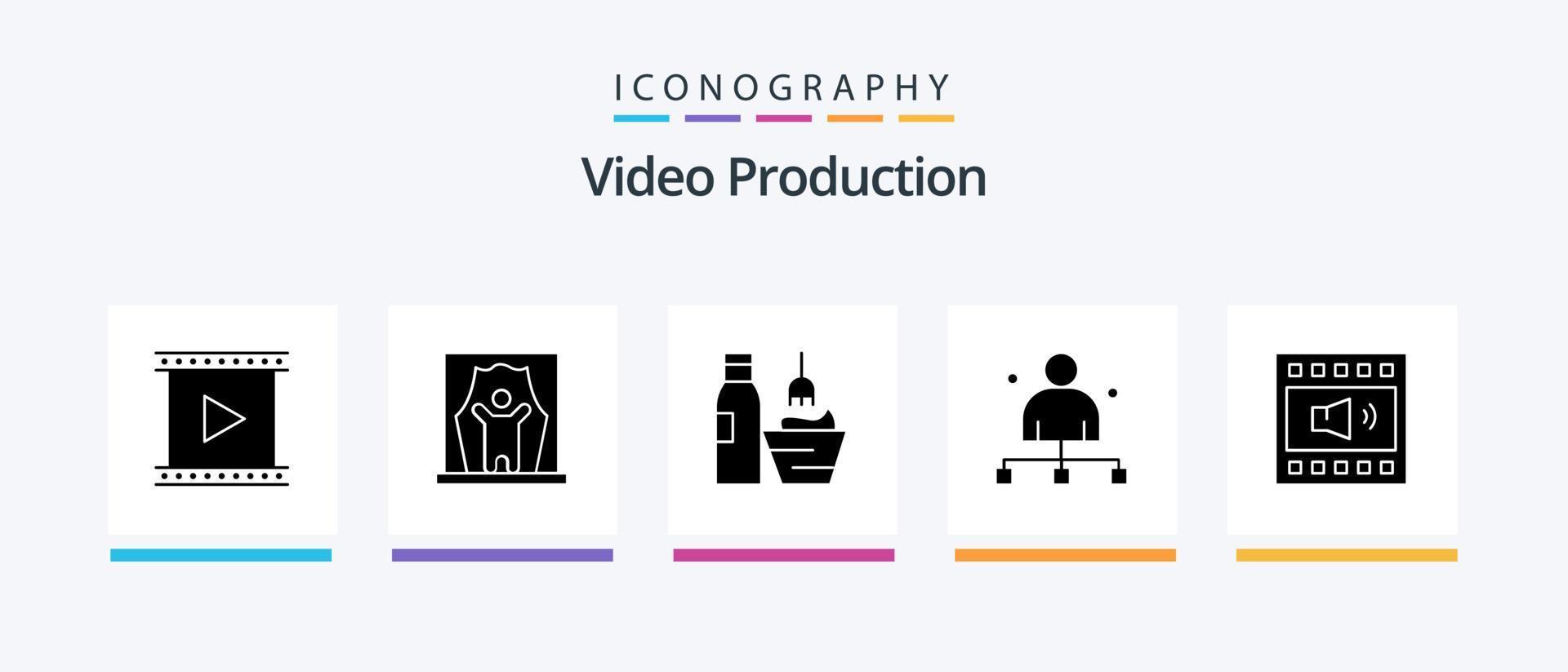 Video Production Glyph 5 Icon Pack Including chief. boss. film artist. makeup accessories. grooming. Creative Icons Design vector