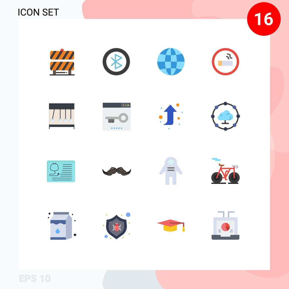 Modern Set of 16 Flat Colors Pictograph of motion science sharing lab biology Editable Pack of Creative Vector Design Elements