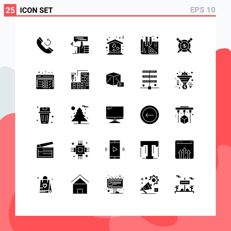 25 Creative Icons Modern Signs and Symbols of digital articales home paid blueprints Editable Vector Design Elements