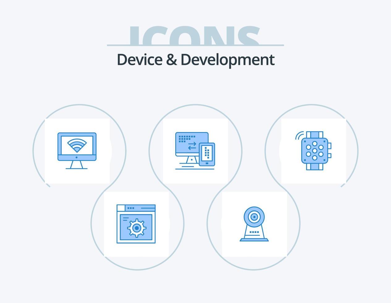 Device And Development Blue Icon Pack 5 Icon Design. hand watch. cell. computer. mobile. computer vector