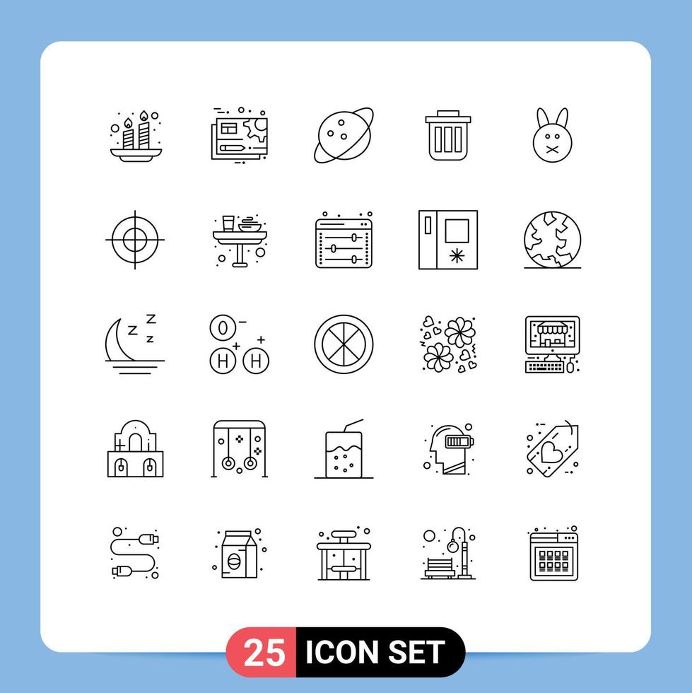 Pictogram Set of 25 Simple Lines of dustbin can edit bin trash Editable Vector Design Elements