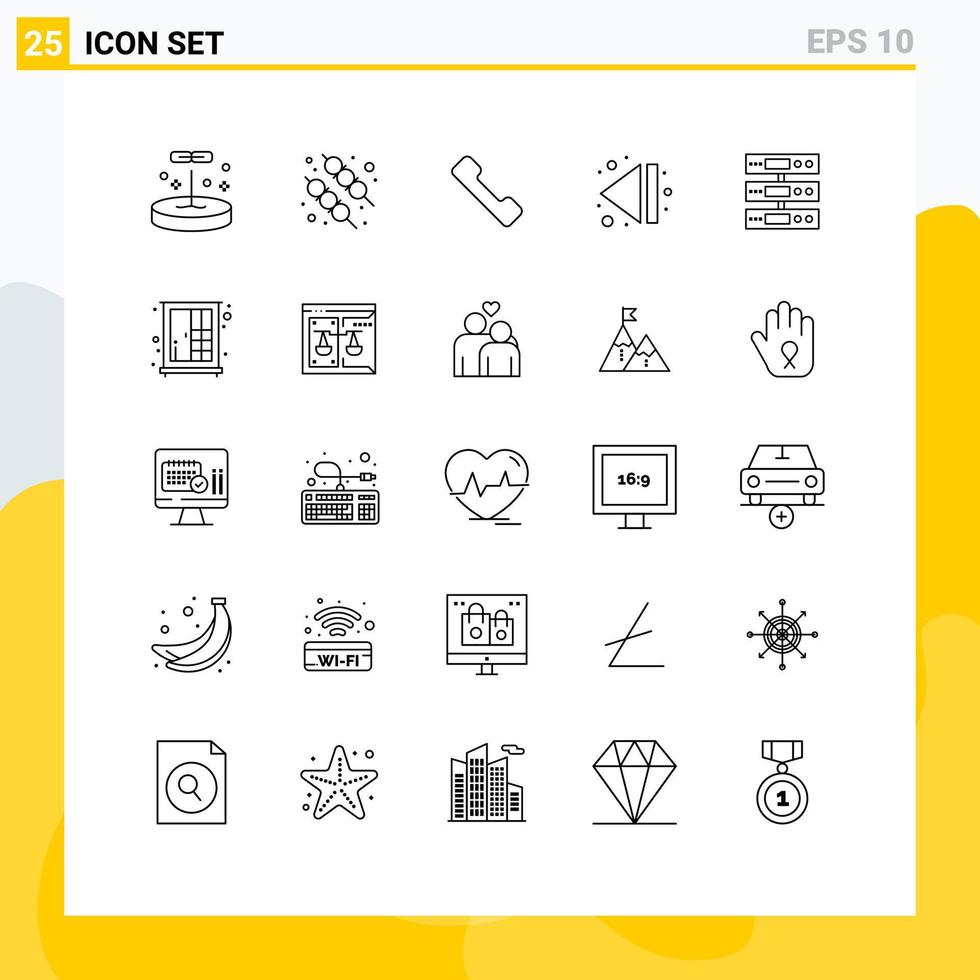 Universal Icon Symbols Group of 25 Modern Lines of files storage call data multimedia Editable Vector Design Elements