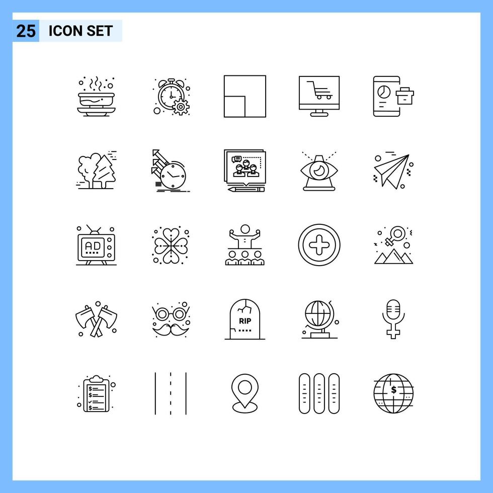 Set of 25 Commercial Lines pack for report business timer startup product Editable Vector Design Elements