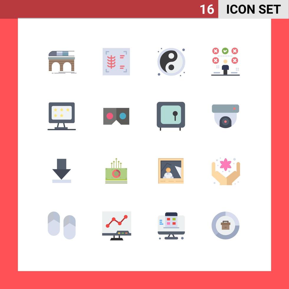 Stock Vector Icon Pack of 16 Line Signs and Symbols for monitor exams yin yang user paper Editable Pack of Creative Vector Design Elements