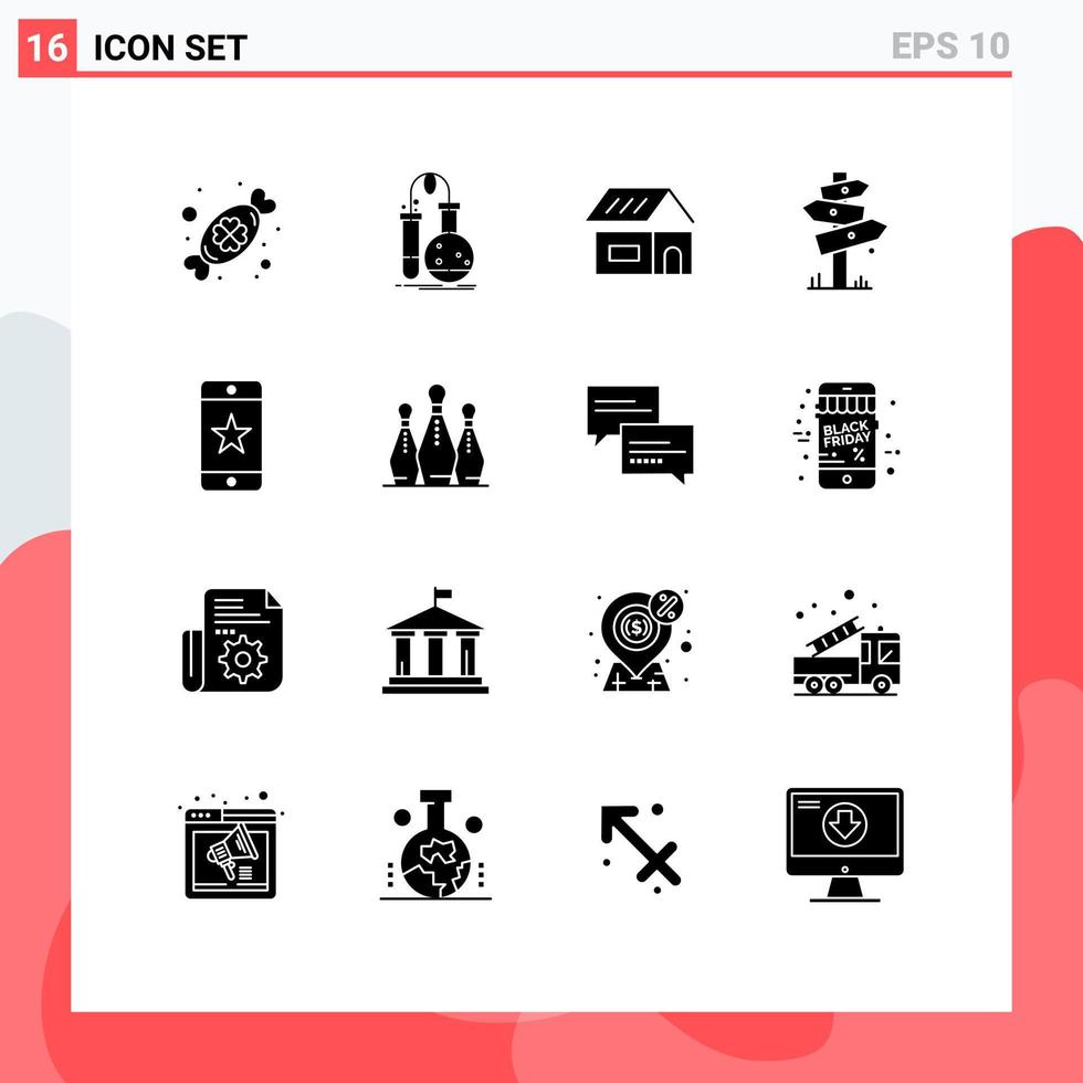 Set of 16 Modern UI Icons Symbols Signs for label camping science board home Editable Vector Design Elements
