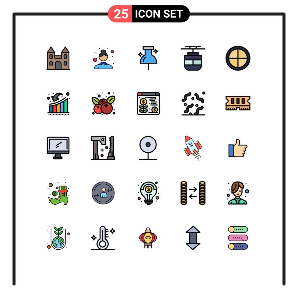 Filled line Flat Color Pack of 25 Universal Symbols of businessman door navigation decoration transportation Editable Vector Design Elements