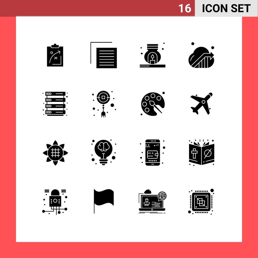 User Interface Pack of 16 Basic Solid Glyphs of seo cloud user business scent Editable Vector Design Elements