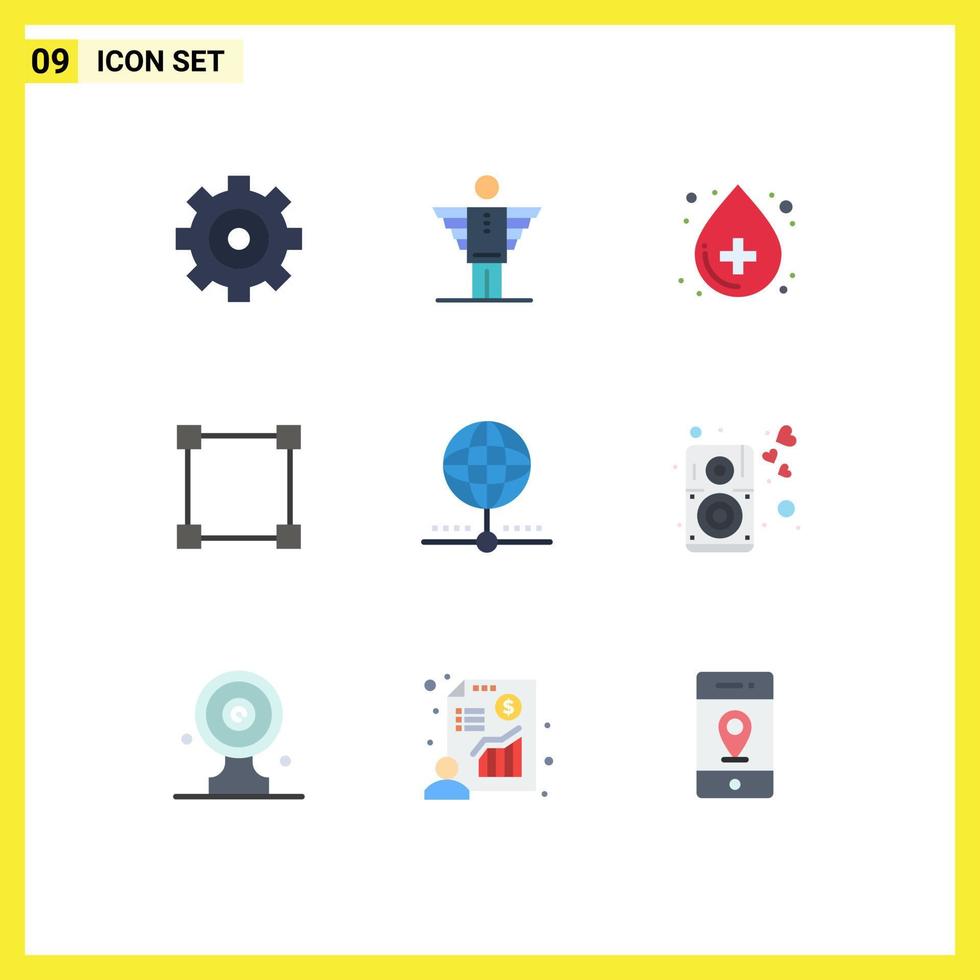 9 Universal Flat Colors Set for Web and Mobile Applications database cloud blood rectangle path Editable Vector Design Elements