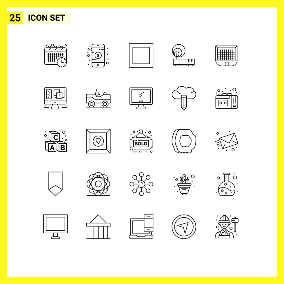 Universal Icon Symbols Group of 25 Modern Lines of net gate layout ball internet Editable Vector Design Elements