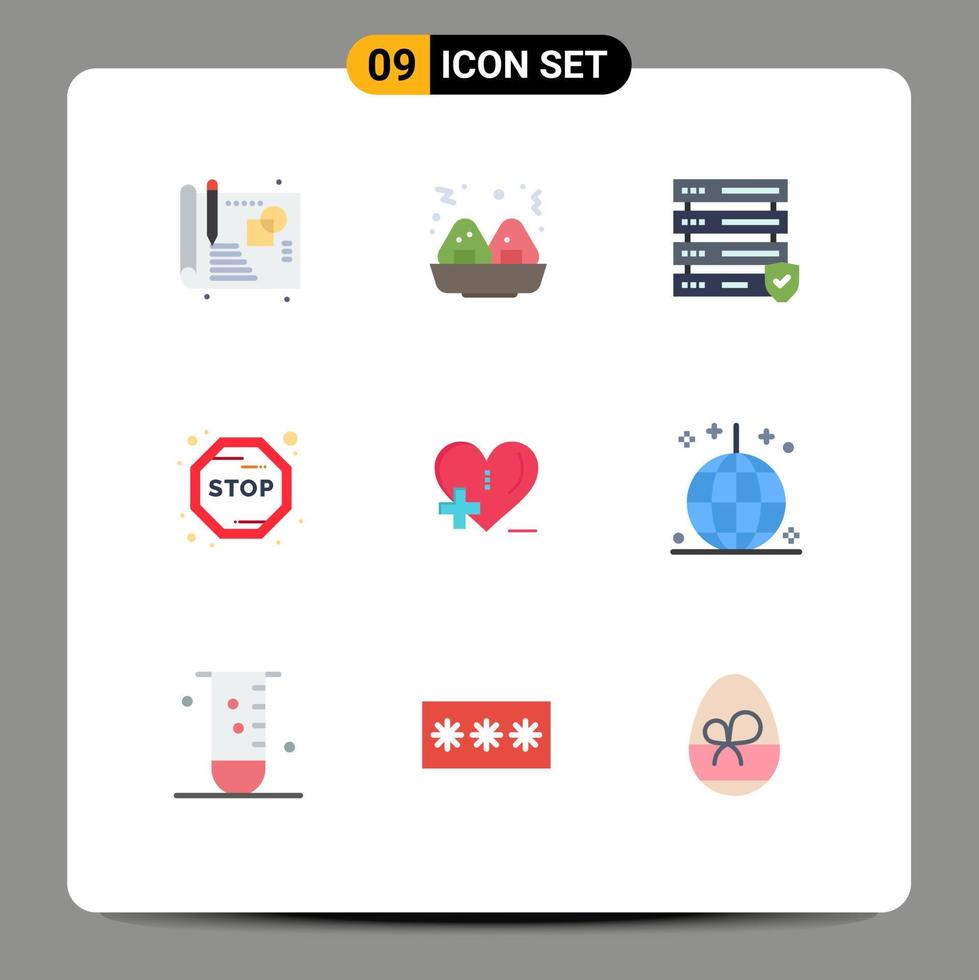 Modern Set of 9 Flat Colors and symbols such as holiday celebration board heart care health care Editable Vector Design Elements