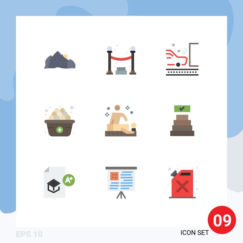 Editable Vector Line Pack of 9 Simple Flat Colors of relaxation add accident egg traffic Editable Vector Design Elements