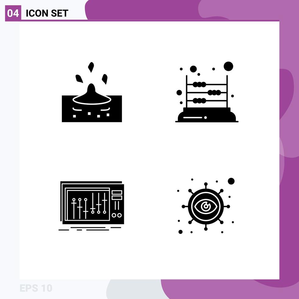 Set of Vector Solid Glyphs on Grid for drop console water math mixer Editable Vector Design Elements