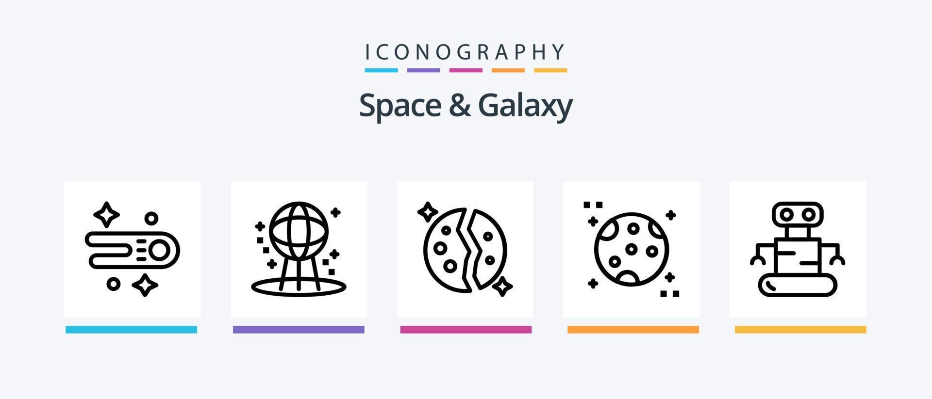Space And Galaxy Line 5 Icon Pack Including astronomy. moon. space. astronomy. robot. Creative Icons Design vector