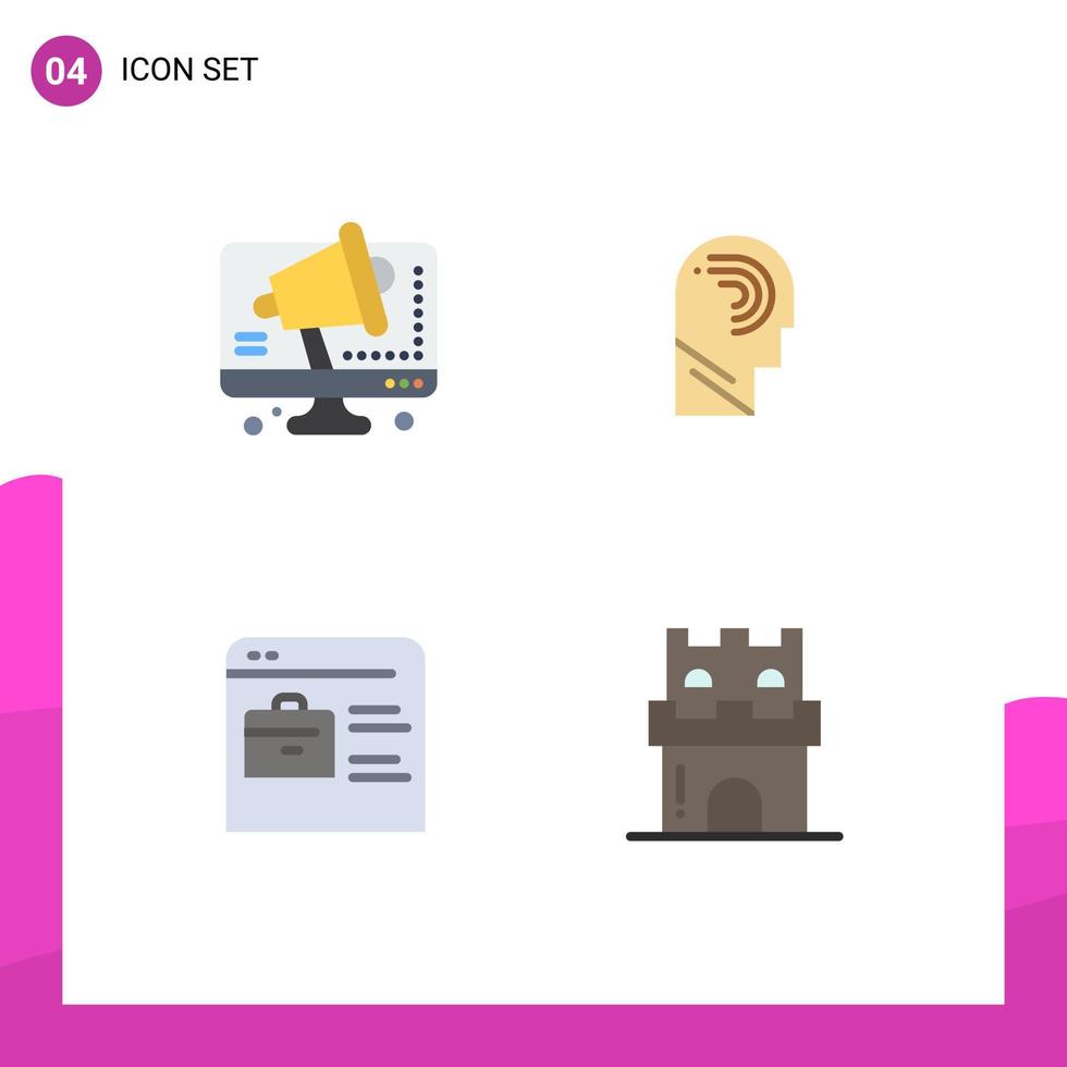 Flat Icon Pack of 4 Universal Symbols of business bag computer manipulate job website Editable Vector Design Elements