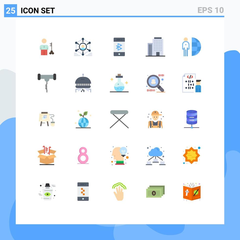 25 Flat Color concept for Websites Mobile and Apps building mobile user connection bluetooth Editable Vector Design Elements