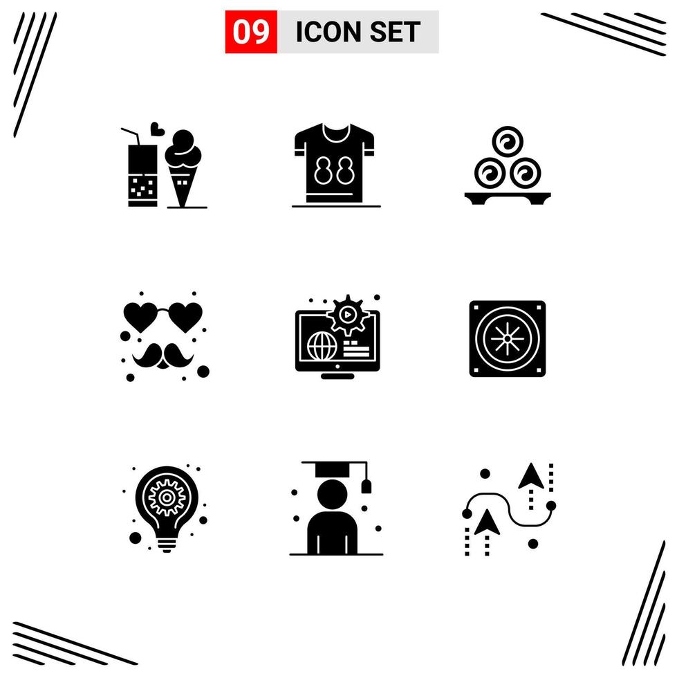 9 Creative Icons Modern Signs and Symbols of mustache heart soccer towels relaxation Editable Vector Design Elements