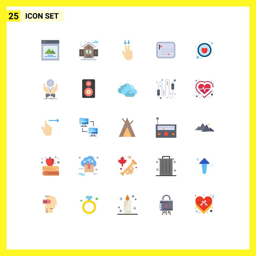pictograma conjunto de 25 sencillo plano colores de mano sano abajo comida bandera editable vector diseño elementos