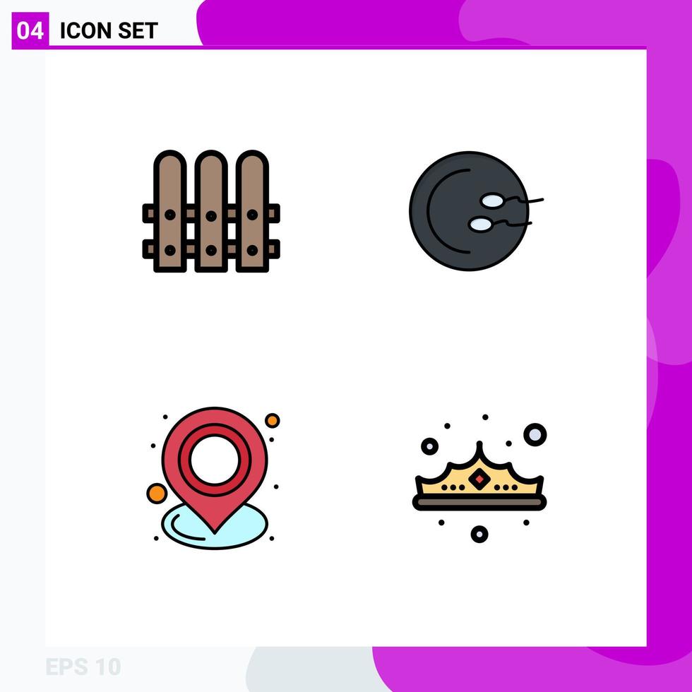 User Interface Pack of 4 Basic Filledline Flat Colors of construction map process medicine point Editable Vector Design Elements